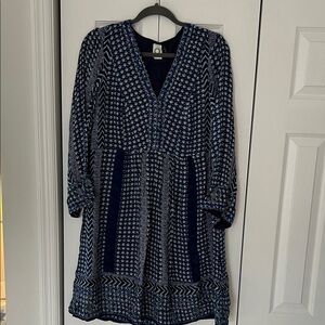 Anthropologie Navy Blue Patterned Women's Dress